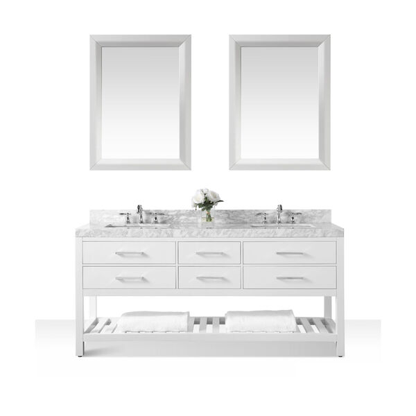 Elizabeth White 72-Inch Vanity Console with Mirror and Gold Hardware, image 1