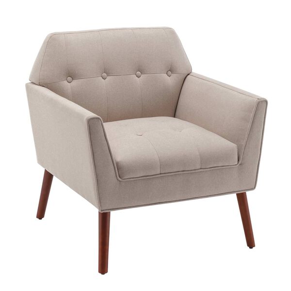 Take A Seat Sandy Beige Fabric Espresso Andy Accent Chair, image 1