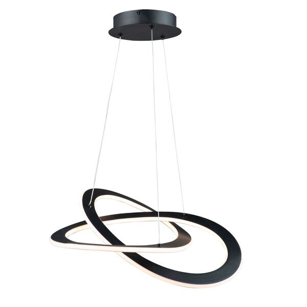 Wave Black Two-Light LED Small Chandelier, image 1