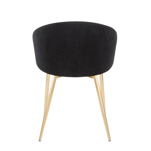 Claire Gold and Black Velvet Rounded Low Backrest Chair, image 3