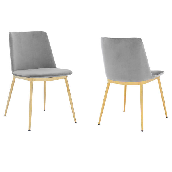Messina Gray Velvet Gold Chrome Dining Chair, Set of Two, image 1
