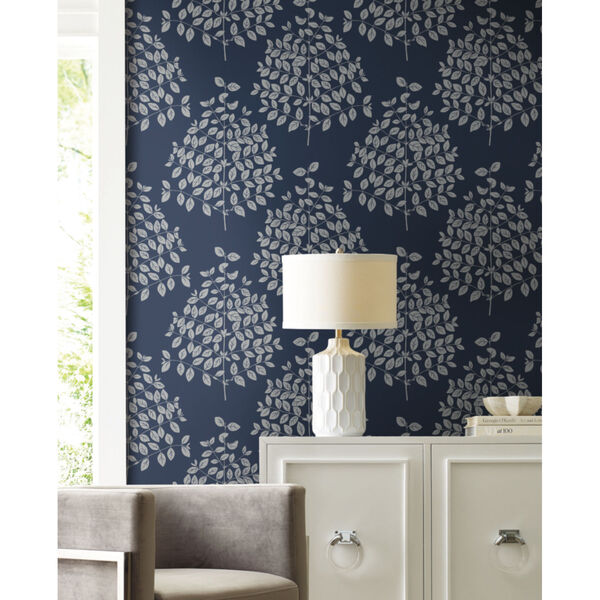 Candice Olson Modern Nature 2nd Edition Navy and Silver Tender Wallpaper, image 1