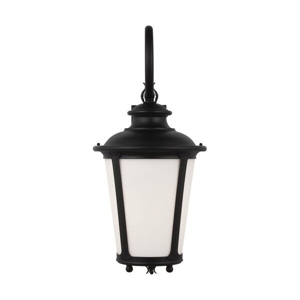 Cape May Black One-Light Outdoor Wall Sconce with Etched White Inside Shade, image 1