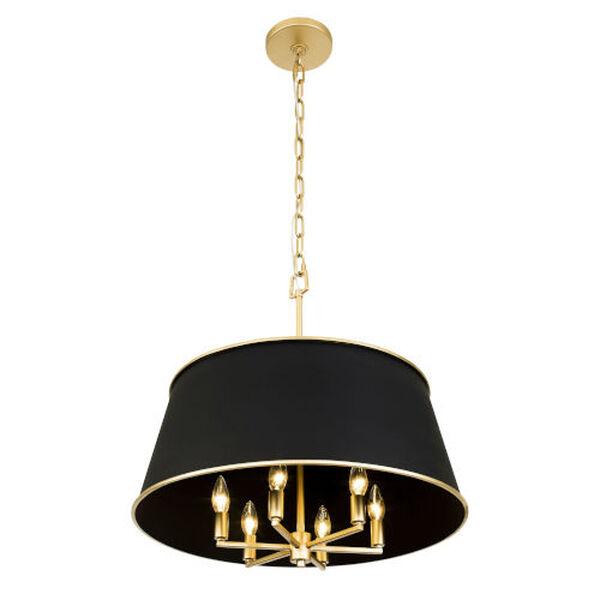 Coco Matte Black and French Gold Six-Light Pendant, image 2