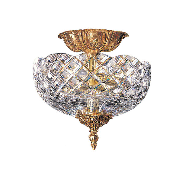 Olde Brass Crystal Semi-Flush Ceiling Light, image 1