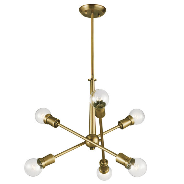 Armstrong Natural Brass 20-Inch Six-Light Chandelier, image 1