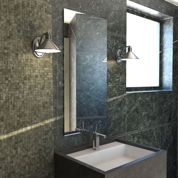 Akron Satin Nickel and Matte White One-Light Bath Vanity, image 3