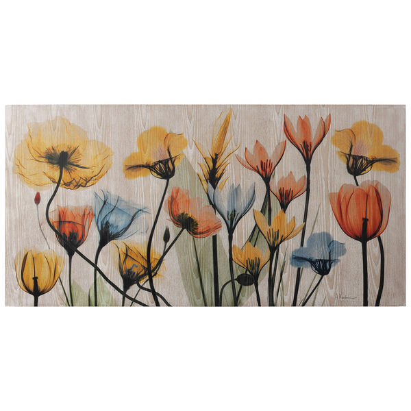 Floral Rainbow Giclee Printed on Hand Finished Ash Wood Wall Art, image 2
