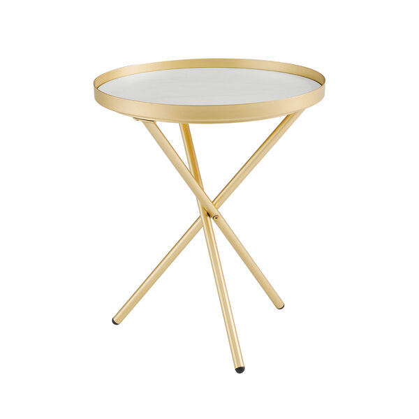 Trebent Gold and White Side Table, image 4