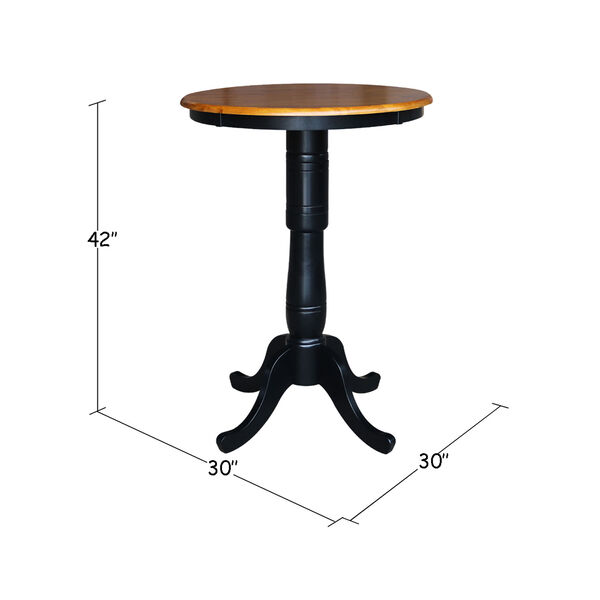 40.9-Inch Tall, 30-Inch Round Top Black and Cherry Pedestal Pub Table, image 2