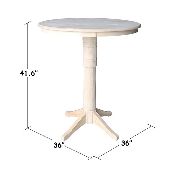 Unfinished 36-Inch Straight Pedestal Bar Height Table, image 3