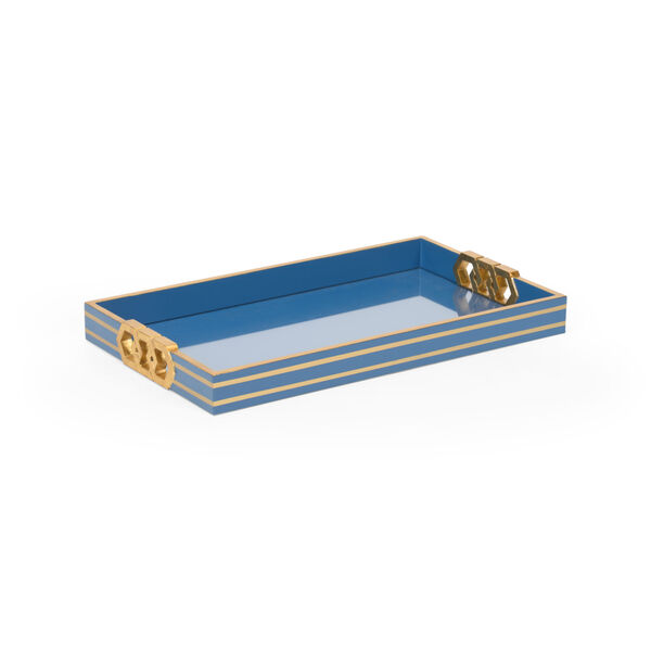 Shayla Copas Blue and Gold Leaf Serving Tray, image 1