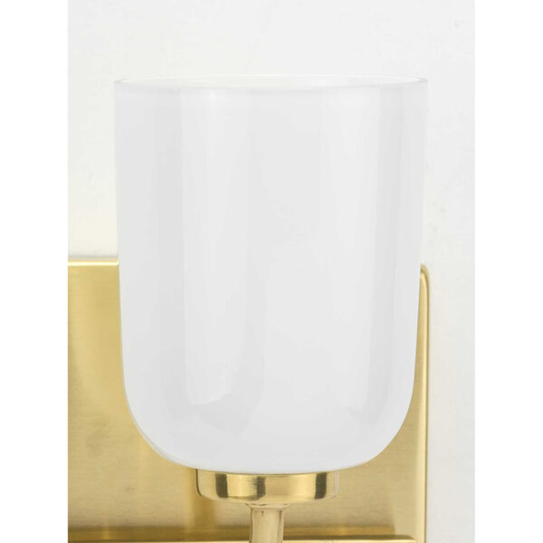 Moore Satin Brass Five-Inch One-Light Bath Vanity with White Opal Shade, image 2