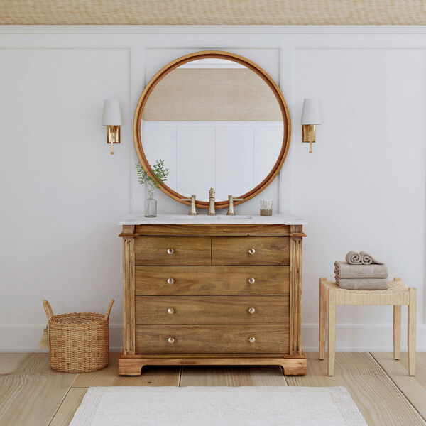 Rochelle Brown and White Bathroom Vanity Set with Marble Top, image 7