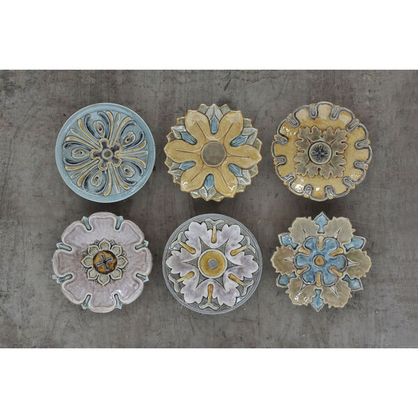 Round 11 In. Terracotta Wall Plate, Set of Six, image 1