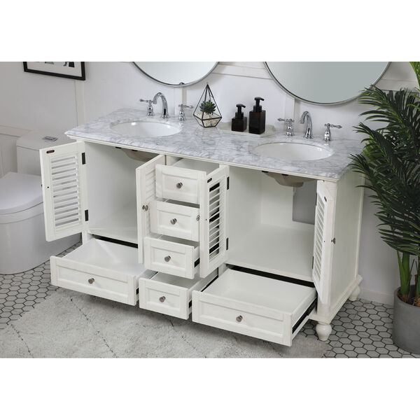 Rhodes Antique White 60-Inch Vanity Sink Set, image 4