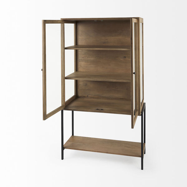 Arelius Light Brown and Black Display Cabinet, image 6