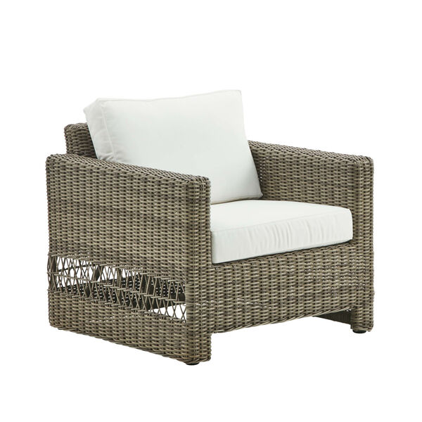 Carrie Antique and White Outdoor Lounge Chair with Tempotest Canvas Cushion, image 1