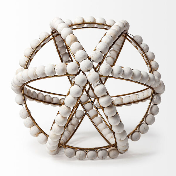 Espanlade II White Decorative Metal Orb with Beads, image 2