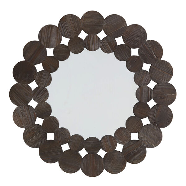 Katherine Dark Brown Reclamied Wood 39-Inch Round Wall Mirror, image 4