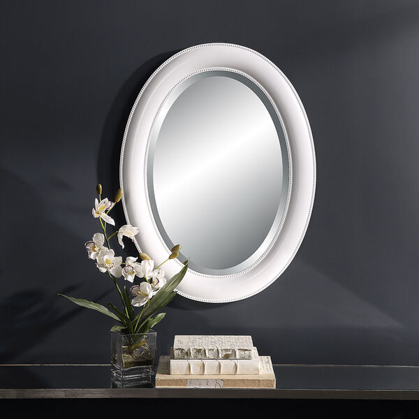 Aster Crisp White Oval Wall Mirror, image 1