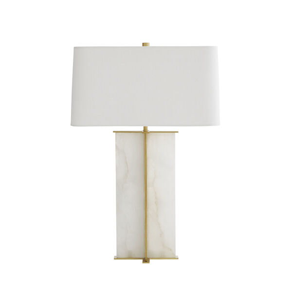 Lyon Antique Brass and White One-Light Table Lamp, image 1