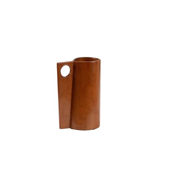 Cognac Medium Leather Vase, image 1