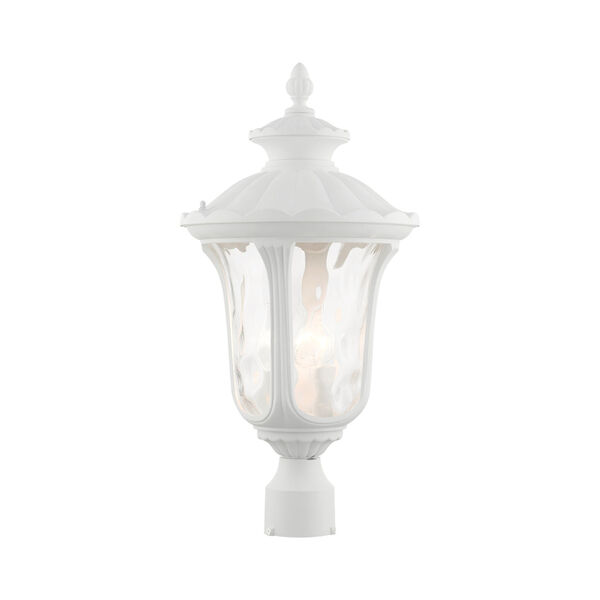 Oxford Textured White 11-Inch Three-Light Outdoor Post Lantern, image 1