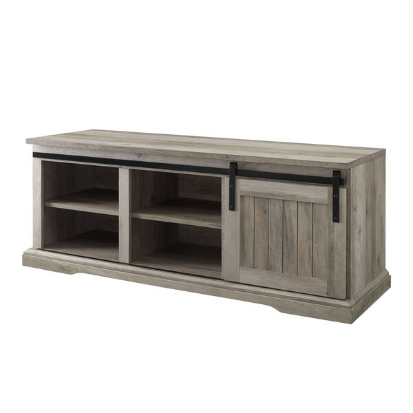 Gray Sliding Grooved Door Entry Bench with Storage, image 4