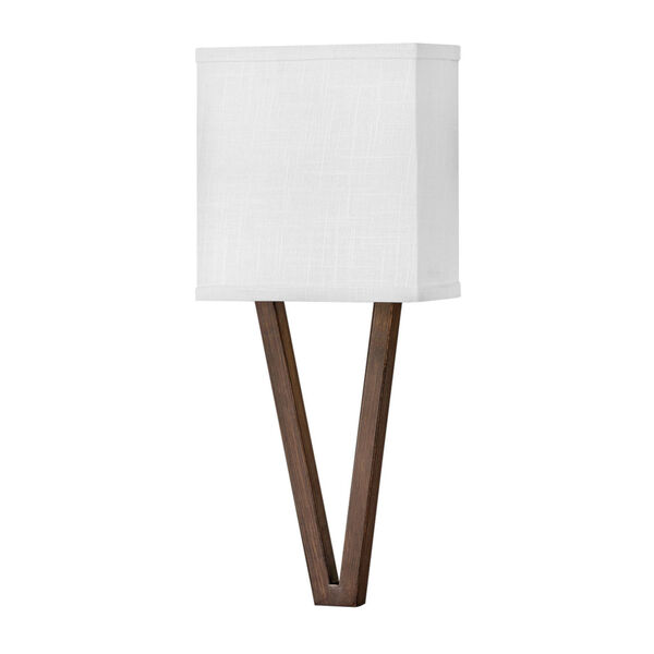 Vector Walnut One-Light LED Wall Sconce with Off White Linen Shade, image 1