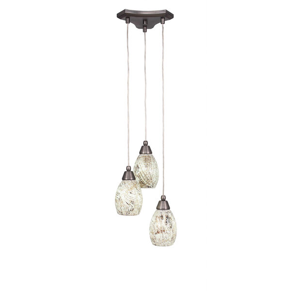 Europa Brushed Nickel 10-Inch Three-Light Pendant with Natural Fusion Glass, image 1