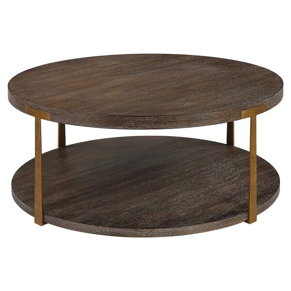 Palisade Rich Coffee and Natural Round Wood Coffee Table, image 1