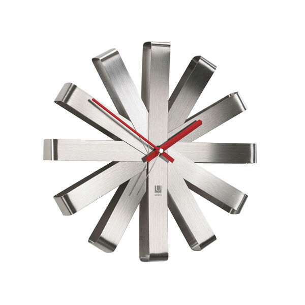 Ribbon Steel 12-Inch Wall Clock, image 1