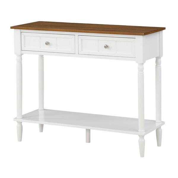 French Country Two Drawer Hall Table in Driftwood and White, image 9