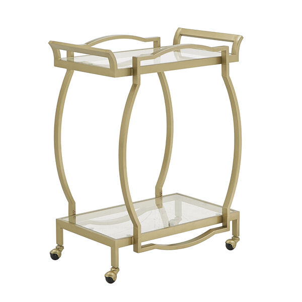 Lissa Gold and Tempered Glass Bar Carts, image 1