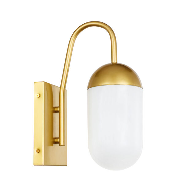 Kace Brass Five-Inch One-Light Wall Sconce with Frosted White Glass, image 3