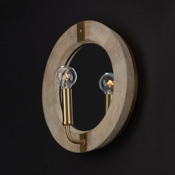 Finn White Wash and Matte Brass One-Light Sconce, image 4