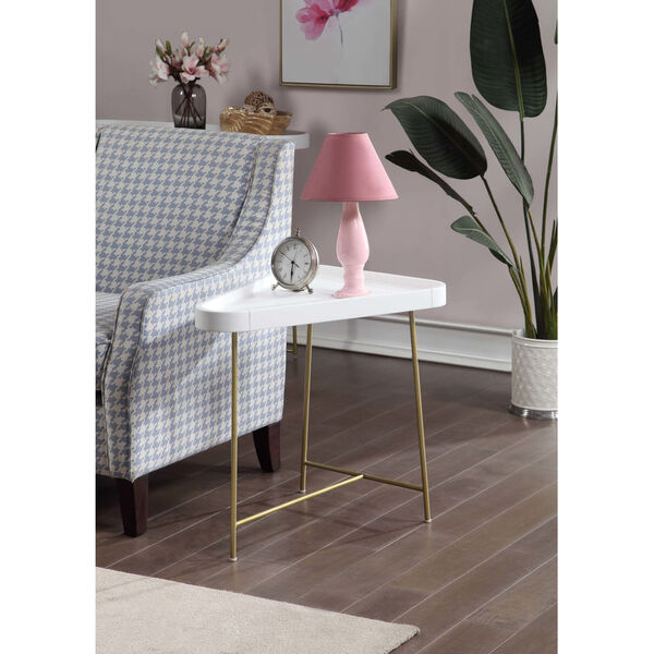 Lunar White and Gold Triangle End Table, image 3