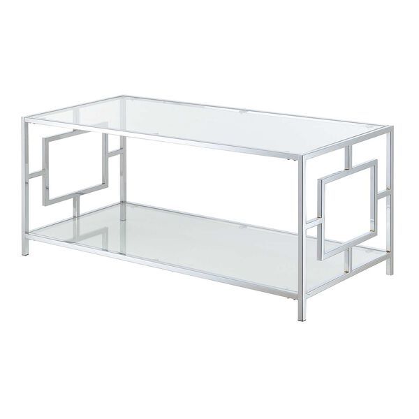 Town Square Glass and Chrome Coffee Table with Shelf, image 1
