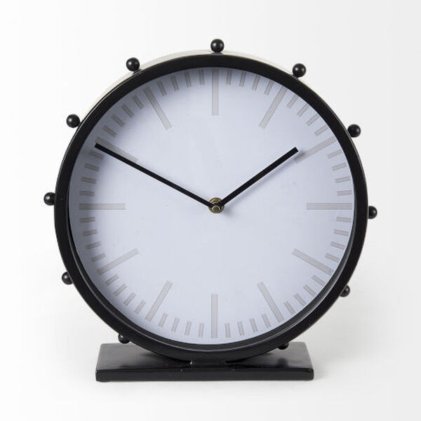 Marian Black Studded Round Table Clock, image 2