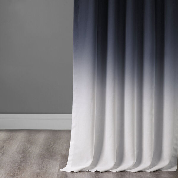 Ombre Blue Faux Linen Semi Sheer Single Panel Curtain 50 x 96, image 8