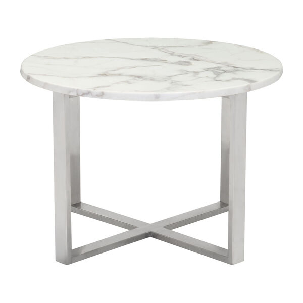 Globe White and Silver End Table, image 4