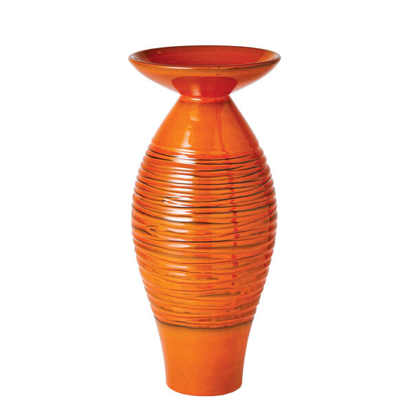 Orange 8-Inch Ripple Flare Top Melon Vase, image 5