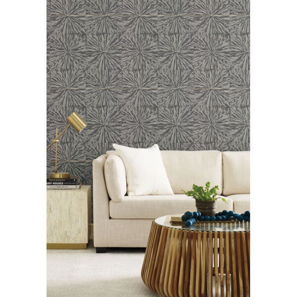 Antonina Vella Elegant Earth Charcoal Squareburst Geometric Wallpaper, image 4