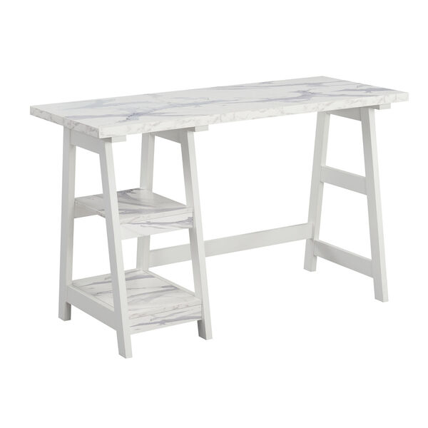 Designs2Go White Trestle Desk with Shelves, image 3