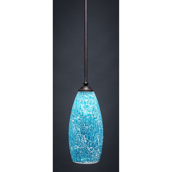 Zilo Dark Granite 12-Inch One-Light Pendant with Turquoise Fusion Glass, image 1