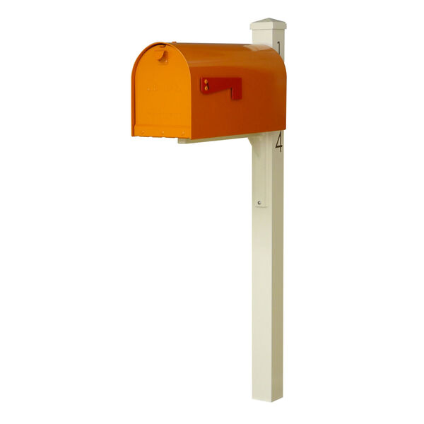 Rigby Orange Curbside Mailbox and Post, image 1