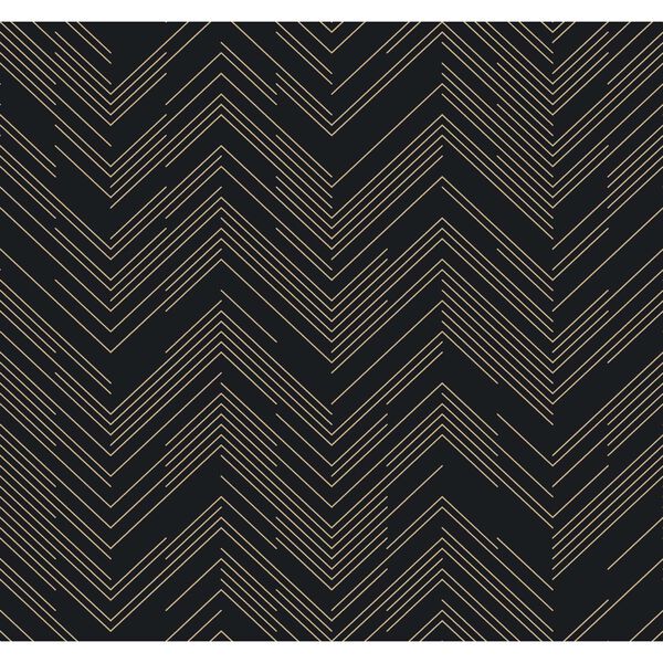 Polished Chevron Black and Gold Wallpaper, image 2