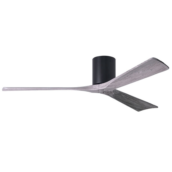 Irene-3H Matte Black 60-Inch Flush Mount Ceiling Fan with Barnwood Tone Blades, image 1