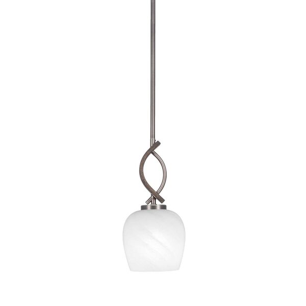 Monterey Graphite Brown One-Light Mini Pendant with White Marble Glass, image 1